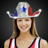 LED Patriotic Star Sequin Cowboy Hat